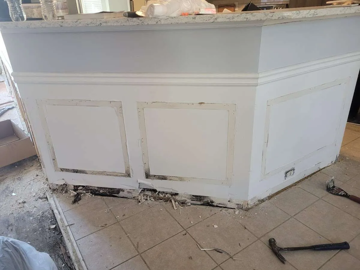 Water damage and mold on kitchen during Storm Damage Restoration in Marlton